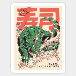 Vintage Japanese Sushi Triceratops // Retro Dinosaur Manga Sticker